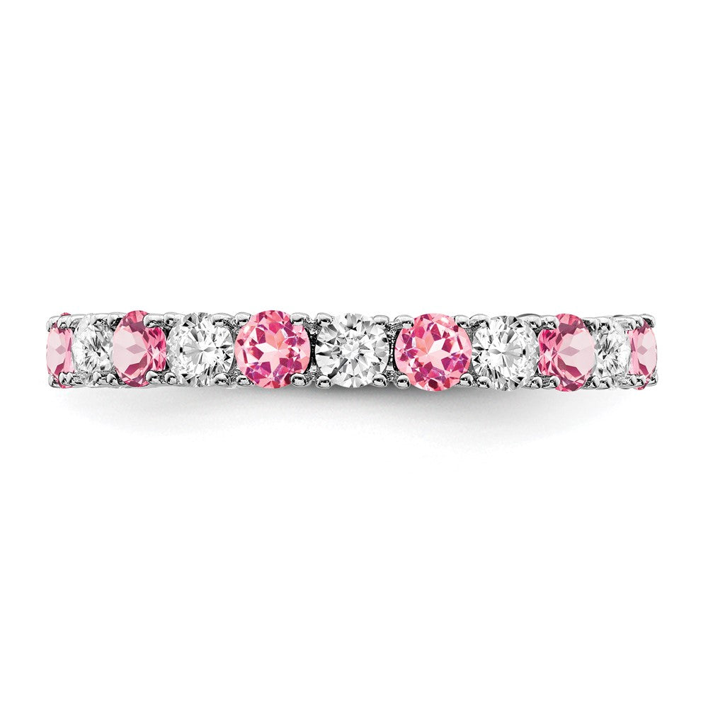 14k White Gold Gemstone and Diamond Band