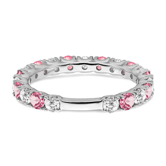 14k White Gold Gemstone and Diamond Band