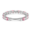 14k White Gold Gemstone and Diamond Band