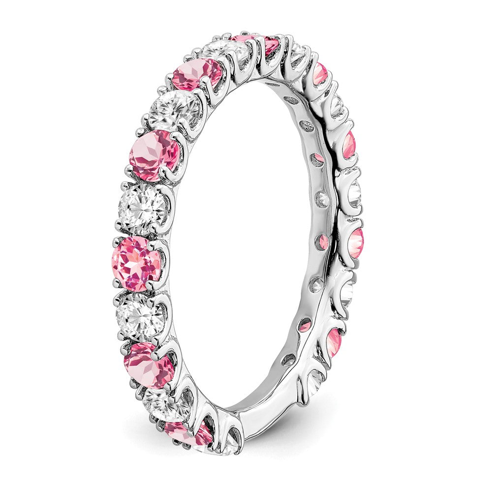 14k White Gold Gemstone and Diamond Band