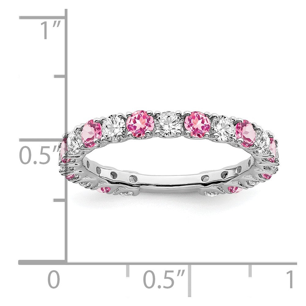 14k White Gold Gemstone and Diamond Band