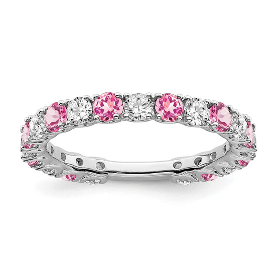 14k White Gold Gemstone and Diamond Band