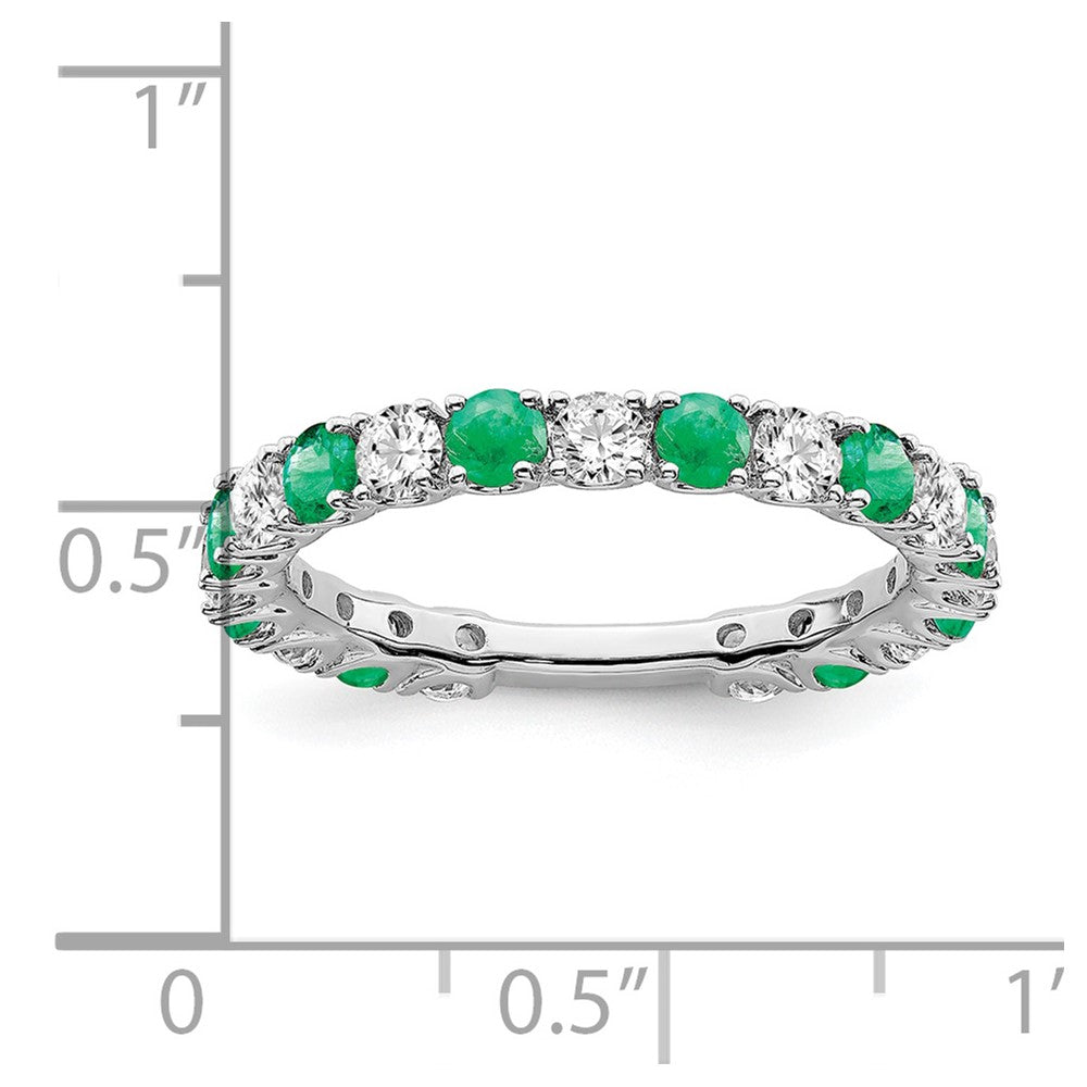14k White Gold Gemstone and Diamond Band