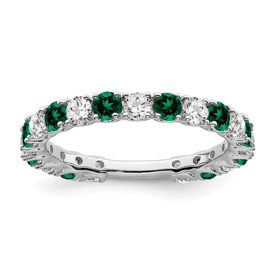14k White Gold Gemstone and Diamond Band