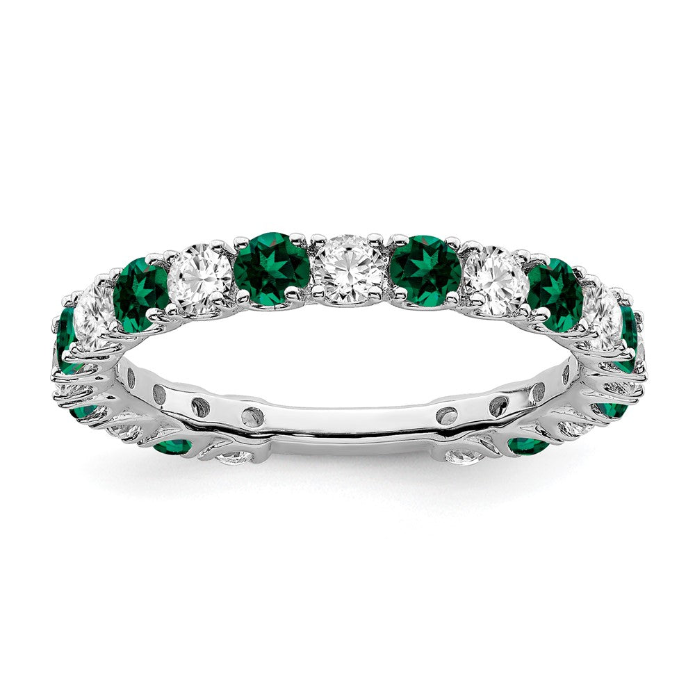 14k White Gold Gemstone and Diamond Band