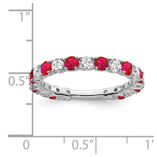 14k White Gold Gemstone and Diamond Band