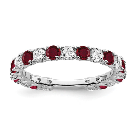 14k White Gold Gemstone and Diamond Band