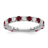 14k White Gold Gemstone and Diamond Band