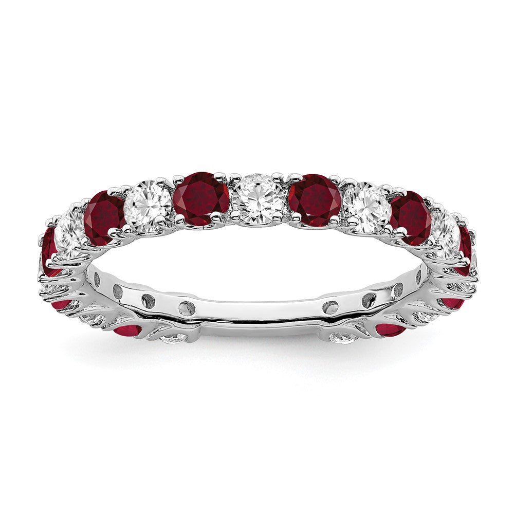 14k White Gold Gemstone and Diamond Band