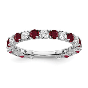 14k White Gold Gemstone and Diamond Band