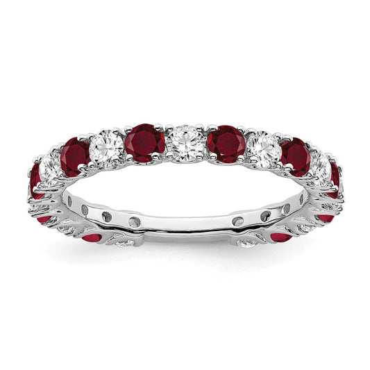 14k White Gold Gemstone and Diamond Band