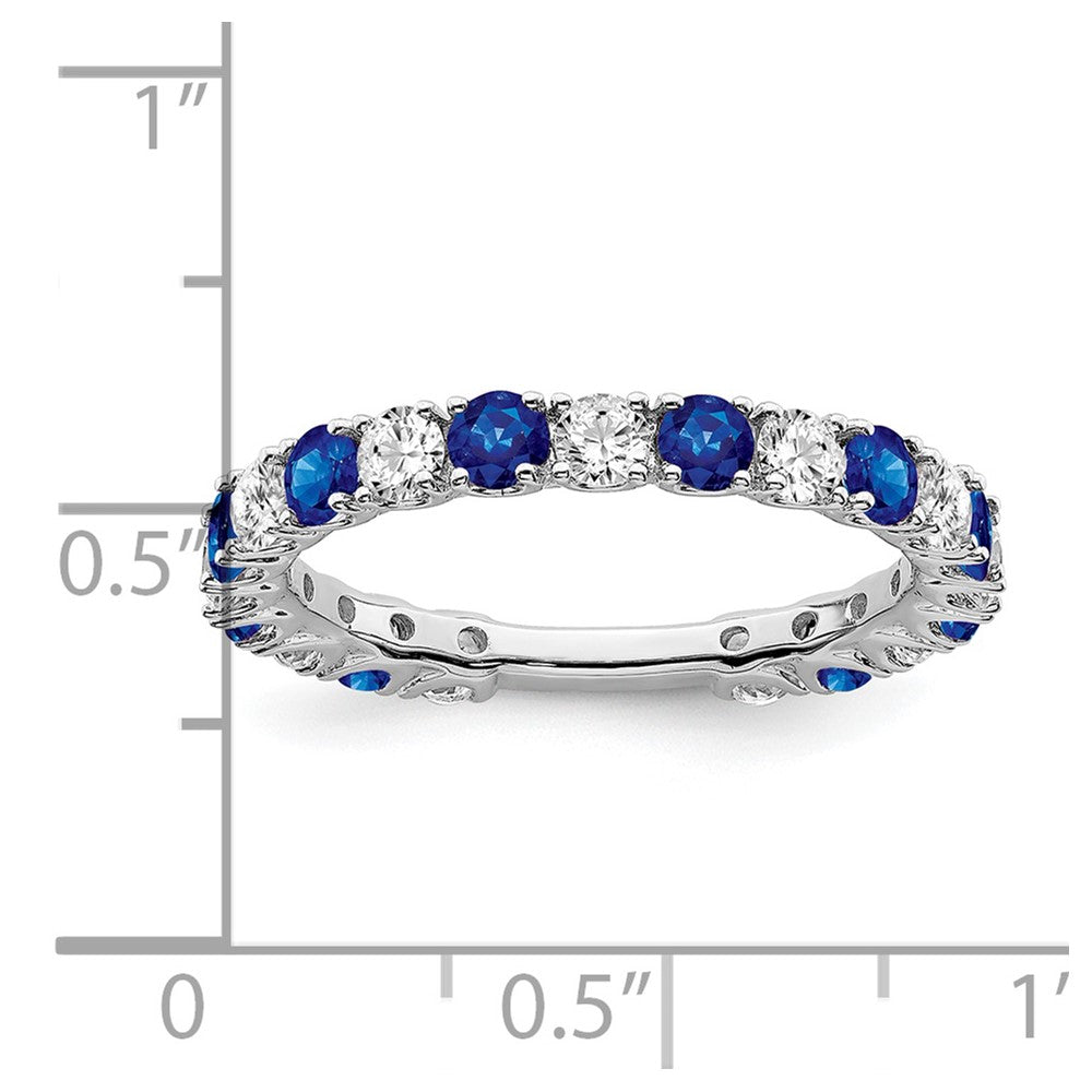 14k White Gold Gemstone and Diamond Band