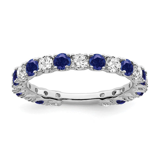 14k White Gold Gemstone and Diamond Band