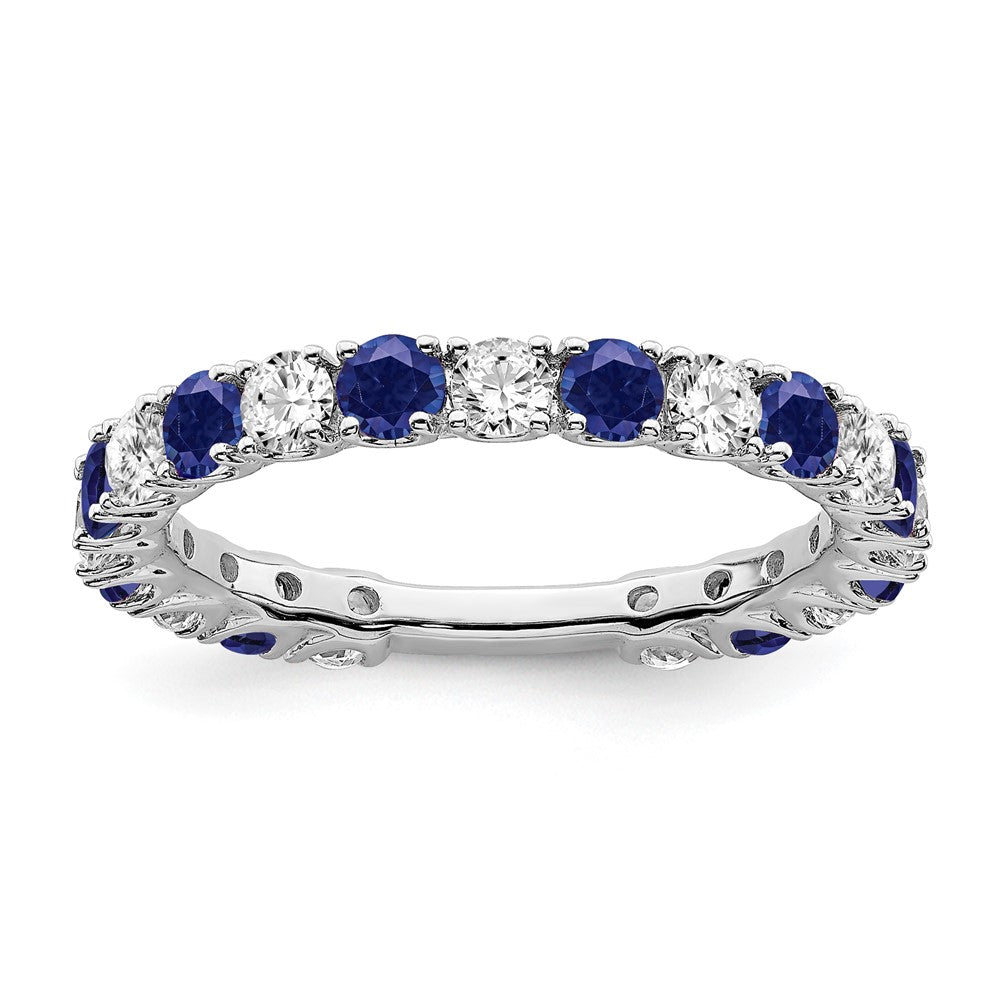 14k White Gold Gemstone and Diamond Band