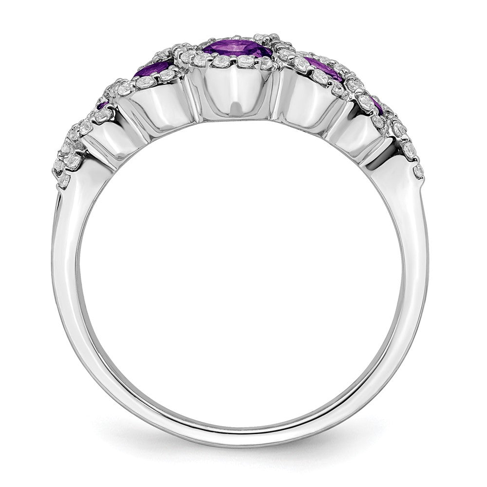 14k White Gold Gemstone and Diamond Ring