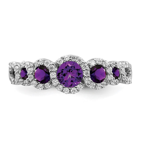 14k White Gold Gemstone and Diamond Ring