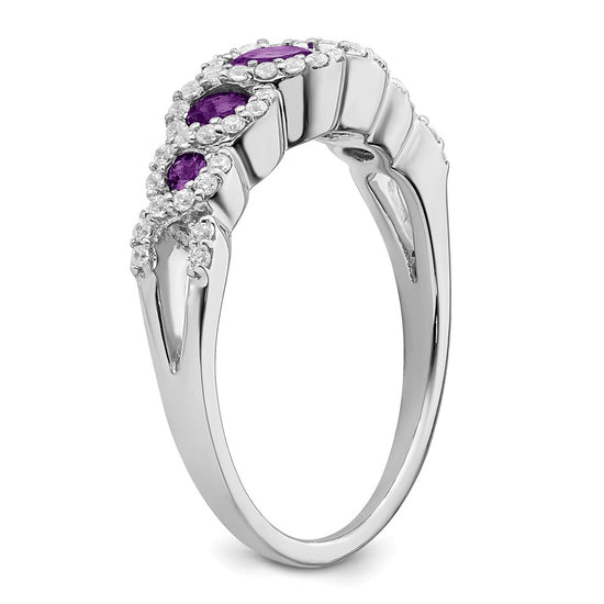 14k White Gold Gemstone and Diamond Ring