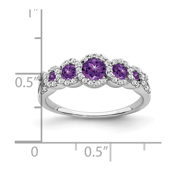 14k White Gold Gemstone and Diamond Ring