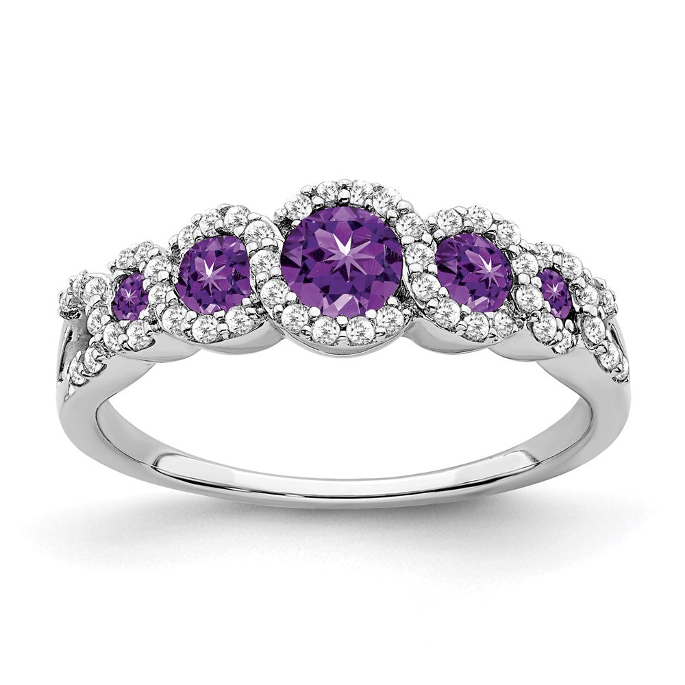 14k White Gold Gemstone and Diamond Ring