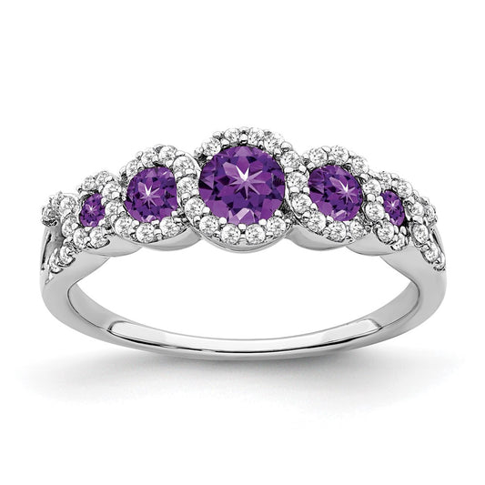 14k White Gold Gemstone and Diamond Ring