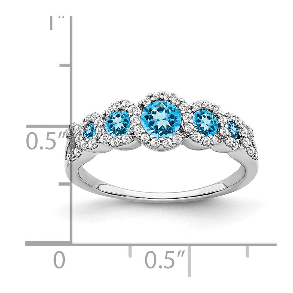 14k White Gold Gemstone and Diamond Ring