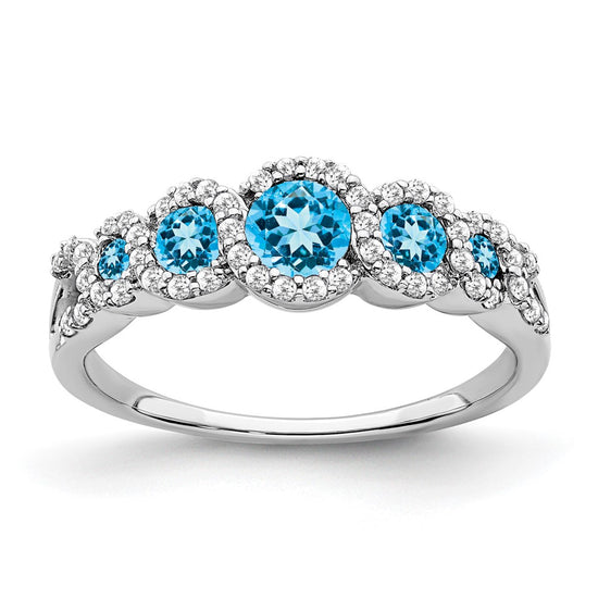14k White Gold Gemstone and Diamond Ring