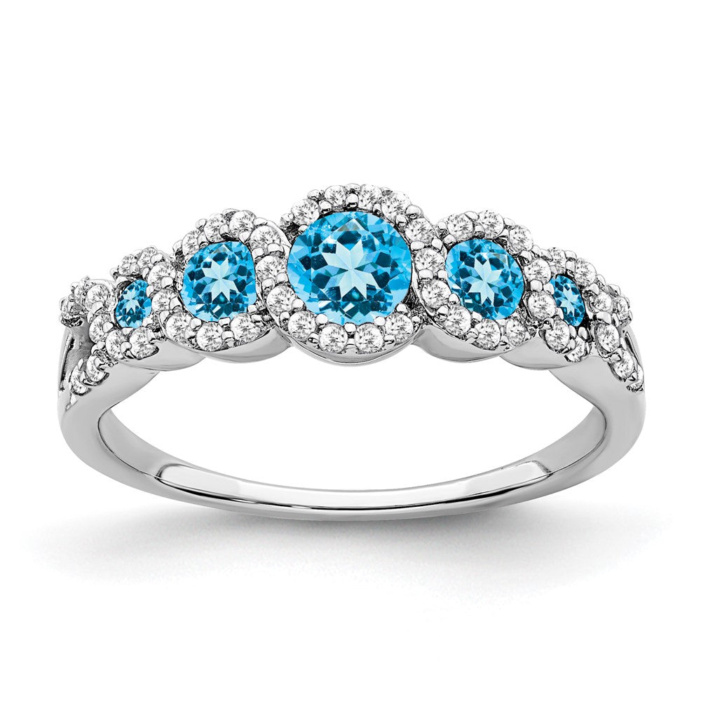 14k White Gold Gemstone and Diamond Ring