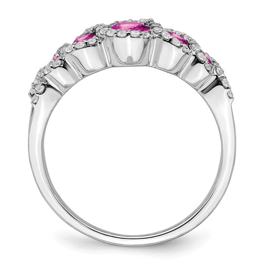 14k White Gold Gemstone and Diamond Ring