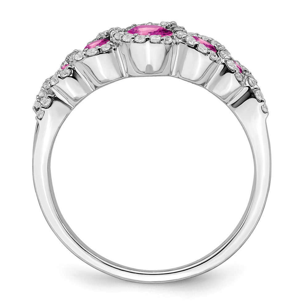 14k White Gold Gemstone and Diamond Ring
