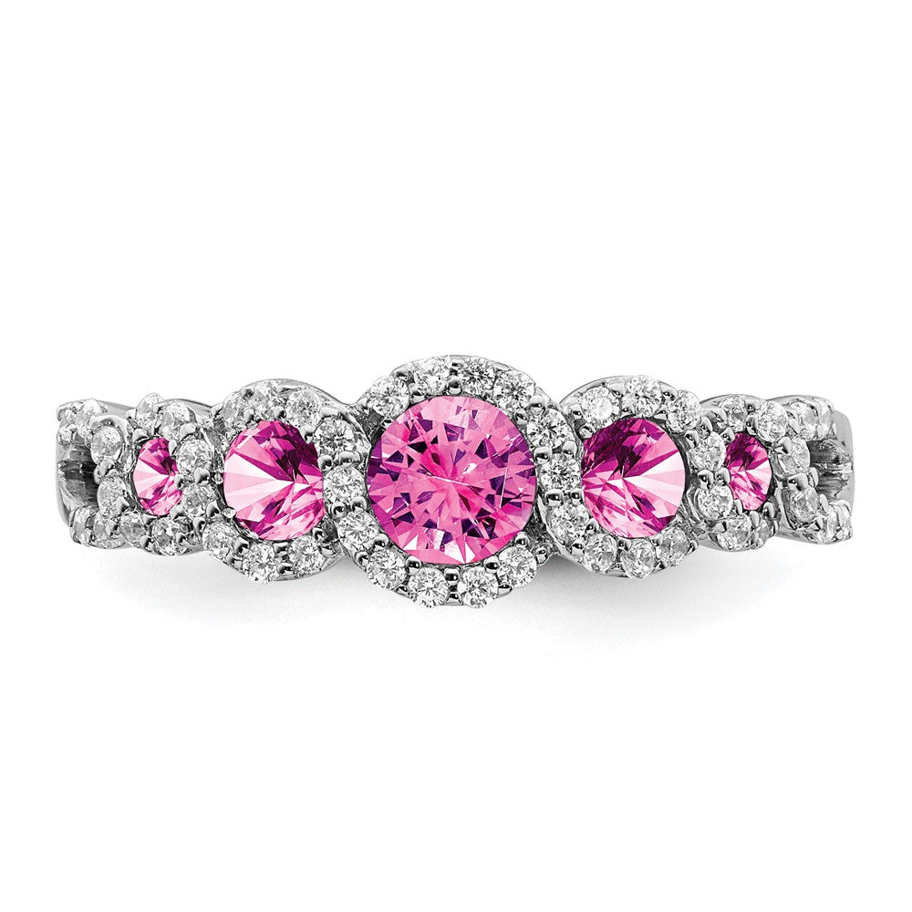14k White Gold Gemstone and Diamond Ring