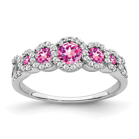 14k White Gold Gemstone and Diamond Ring
