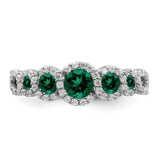 14k White Gold Gemstone and Diamond Ring