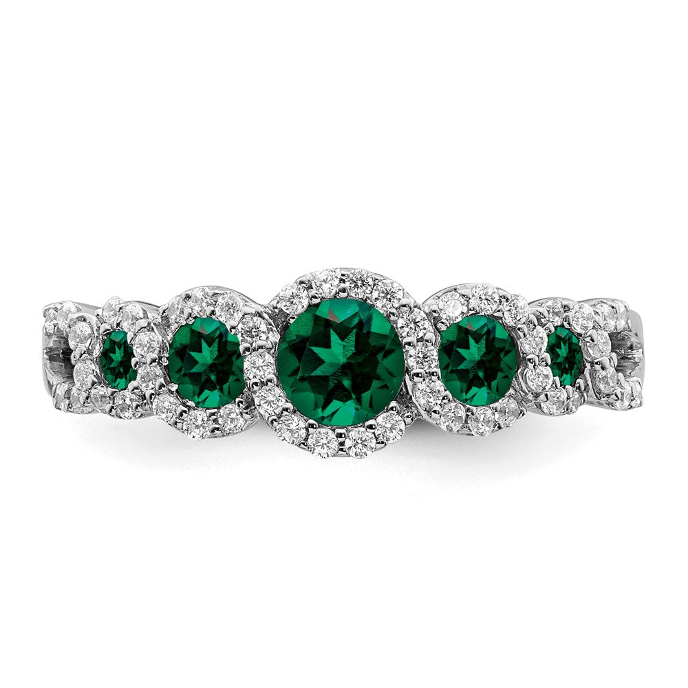 14k White Gold Gemstone and Diamond Ring