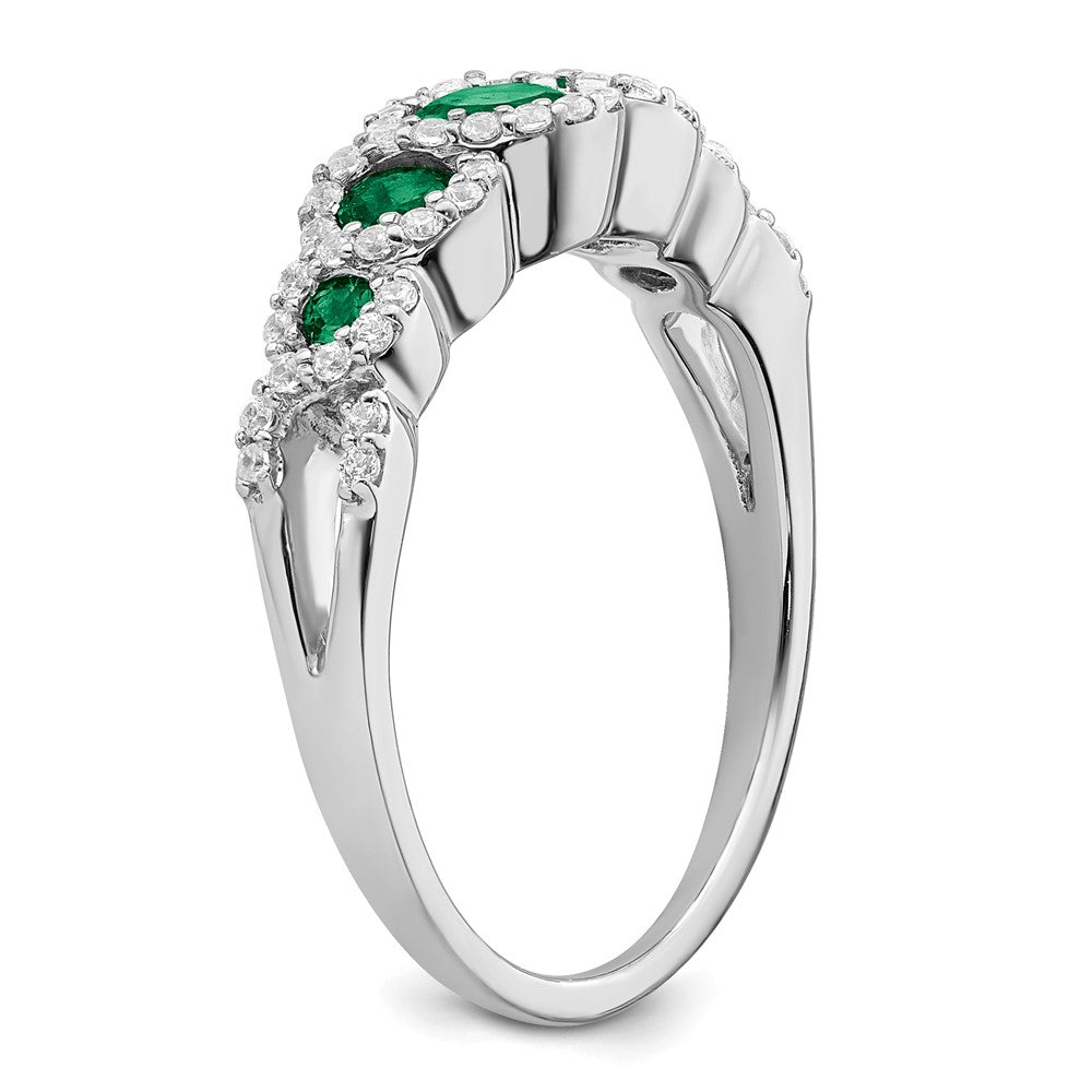 14k White Gold Gemstone and Diamond Ring