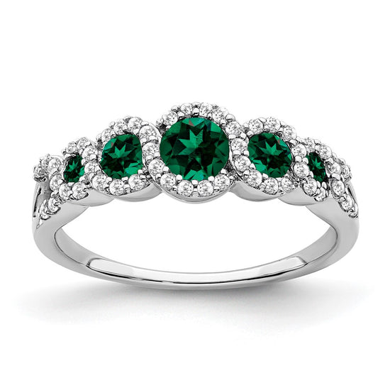 14k White Gold Gemstone and Diamond Ring