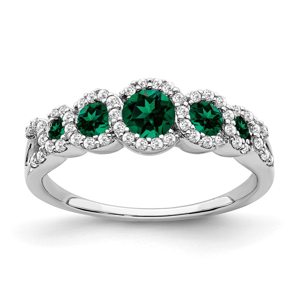 14k White Gold Gemstone and Diamond Ring