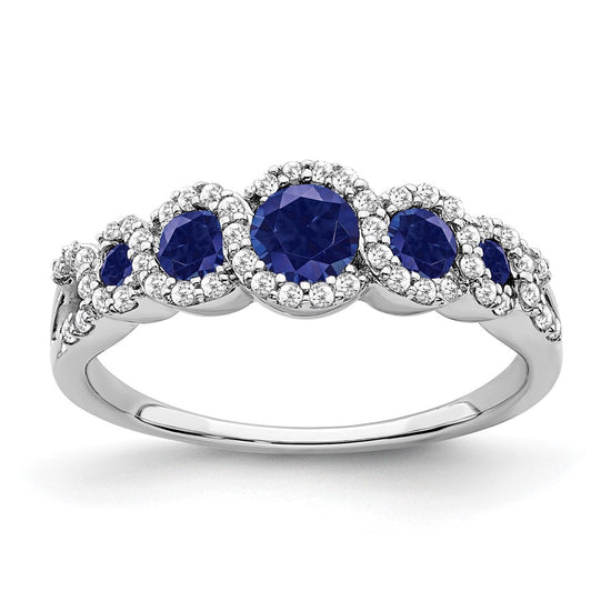 14k White Gold Gemstone and Diamond Ring