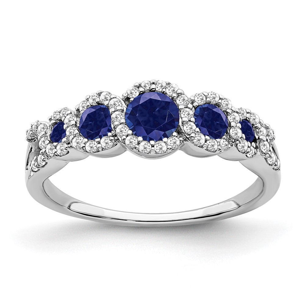 14k White Gold Gemstone and Diamond Ring