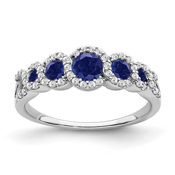 14k White Gold Gemstone and Diamond Ring