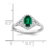 14k White Gold Oval Created Gemstone and Diamond Ring