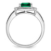 14k White Gold Cushion Created Gemstone and Diamond Halo Ring