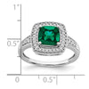 14k White Gold Cushion Created Gemstone and Diamond Halo Ring