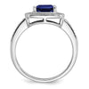 14k White Gold Cushion Created Gemstone and Diamond Halo Ring