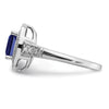 14k White Gold Cushion Created Gemstone and Diamond Halo Ring