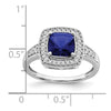 14k White Gold Cushion Created Gemstone and Diamond Halo Ring
