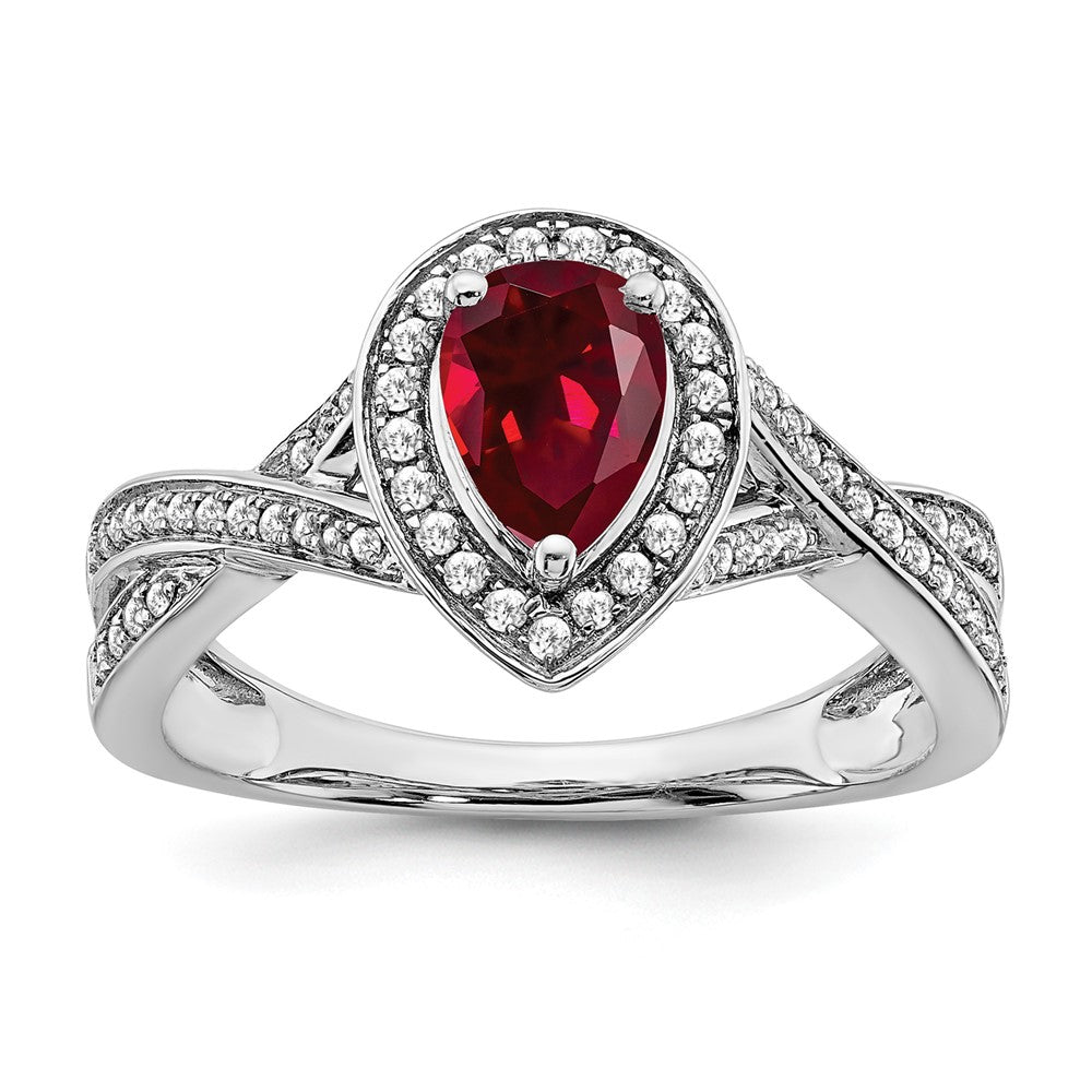 Pear Gemstone and Diamond Halo Rings