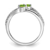 14k White Gold Gemstone and Diamond 2-stone Ring