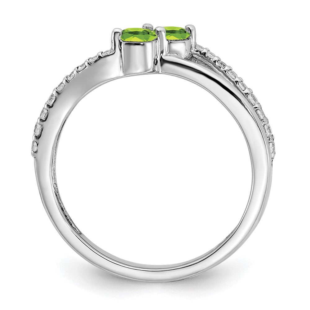 14k White Gold Gemstone and Diamond 2-stone Ring