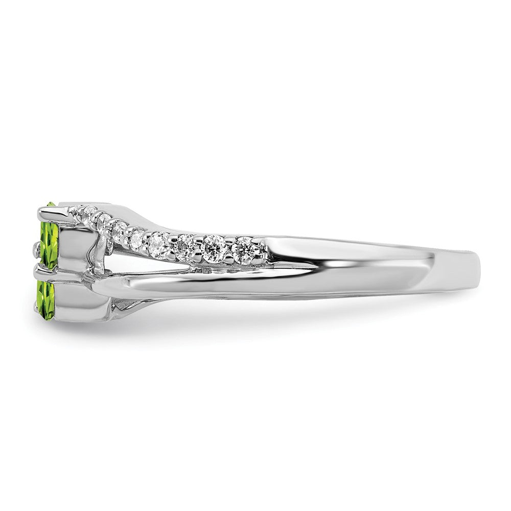 14k White Gold Gemstone and Diamond 2-stone Ring