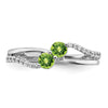 14k White Gold Gemstone and Diamond 2-stone Ring